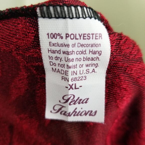 PETRA Babydoll Set XL Red Lingerie Nighty Velvet Brocade Semi-sheer Negligee 2pc - Picture 10 of 10